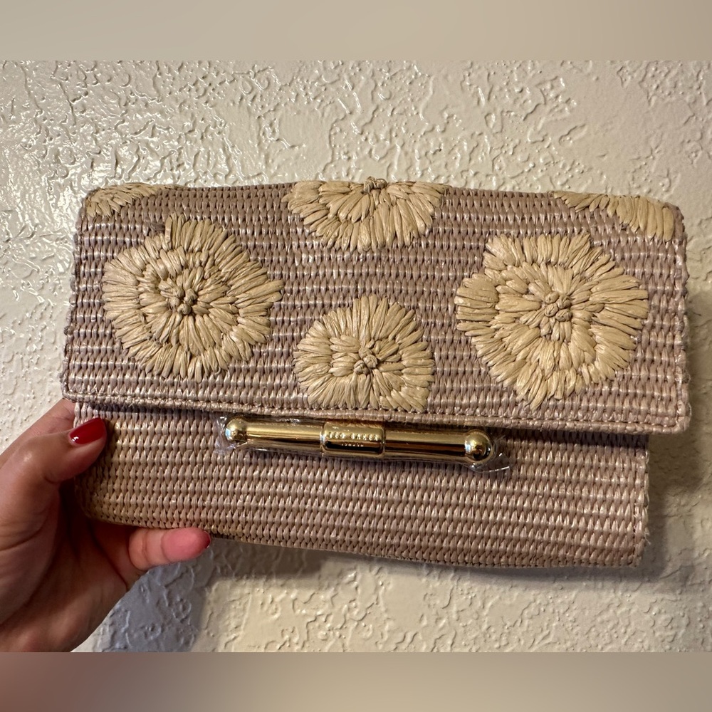 Ted Baker Beige Floral Woven Clutch